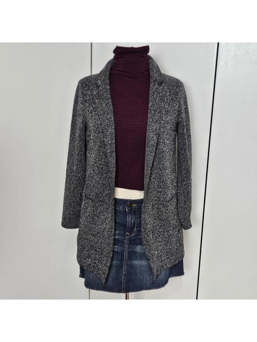 black & grey heathered blend open blazer, sz 4 small